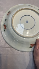 A large Chinese famille verte 'Pavilion with Birds among Flowering Branches' dish, Kangxi