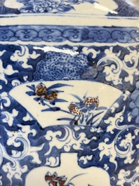 A Chinese blue, white and copper-red 'Deer' vase, 19th C.
