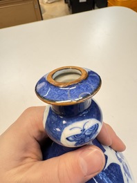 A Chinese blue and white powder-blue-ground hookah base, Kangxi