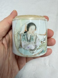 A Chinese famille rose teapot and two covered boxes, various marks, Republic