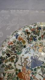 A large Chinese famille verte 'Pavilion with Birds among Flowering Branches' dish, Kangxi