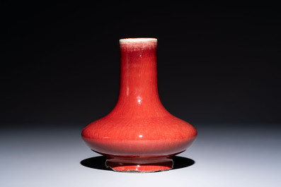 A Chinese flamb&eacute;-glazed vase of compressed form, 19th C.