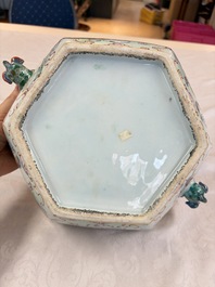 A Chinese Canton famille rose hexagonal tureen and cover, Qianlong
