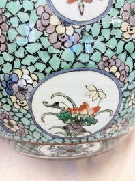 A Chinese famille verte 'Phoenixes and Mountainous Landscape' fish bowl or jardini&egrave;re, 19th C.