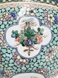 A Chinese famille verte 'Phoenixes and Mountainous Landscape' fish bowl or jardini&egrave;re, 19th C.