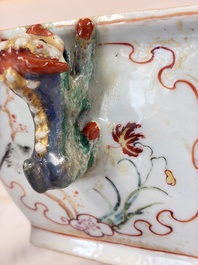 A Chinese Canton famille rose hexagonal tureen and cover, Qianlong