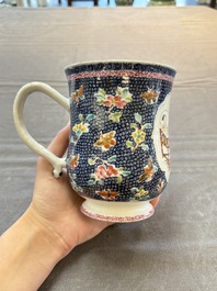 A Chinese Canton famille rose tankard with figural design, Qianlong