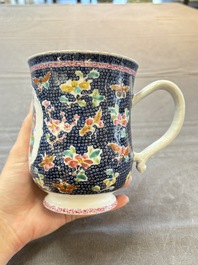 A Chinese Canton famille rose tankard with figural design, Qianlong