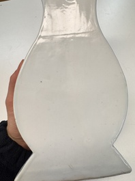 A Chinese blue and white 'Antiquities' wall vase, Kangxi