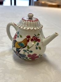 Three Chinese famille rose teapots and covers, Yongzheng/Qianlong