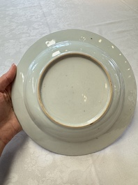 Seven Chinese famille rose plates with floral design, Qianlong