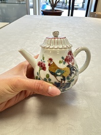 Three Chinese famille rose teapots and covers, Yongzheng/Qianlong