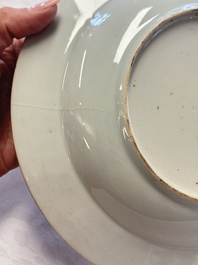 Seven Chinese famille rose plates with floral design, Qianlong