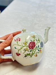 Three Chinese famille rose teapots and covers, Yongzheng/Qianlong