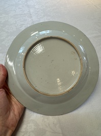 Seven Chinese famille rose plates with floral design, Qianlong