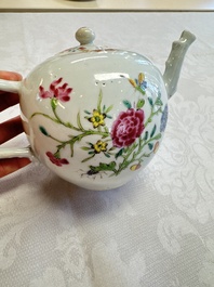 Three Chinese famille rose teapots and covers, Yongzheng/Qianlong