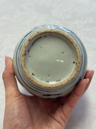 Two Chinese blue and white jars with figural and floral design, late Ming