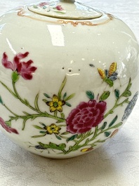 Three Chinese famille rose teapots and covers, Yongzheng/Qianlong
