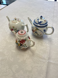 Three Chinese famille rose teapots and covers, Yongzheng/Qianlong