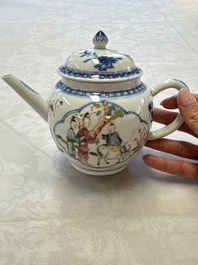 Three Chinese famille rose teapots and covers, Yongzheng/Qianlong