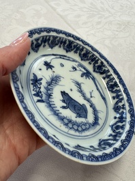 A Chinese blue and white 'Qilin' saucer dish and a 'Frog' saucer dish, Jiajing/Wanli