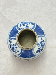 Two Chinese blue and white jars with figural and floral design, late Ming
