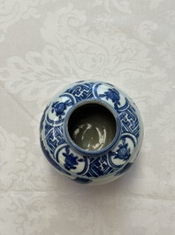 Two Chinese blue and white jars with figural and floral design, late Ming