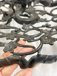 A large Chinese archaistic bronze 'Dragon' stand, Ming