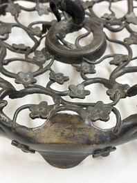 A large Chinese archaistic bronze 'Dragon' stand, Ming