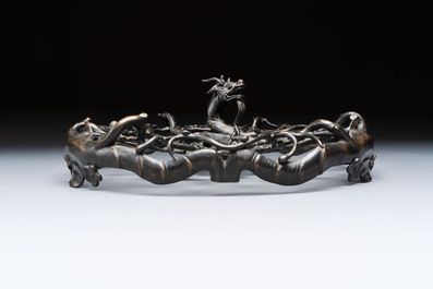 A large Chinese archaistic bronze 'Dragon' stand, Ming