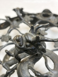 A large Chinese archaistic bronze 'Dragon' stand, Ming
