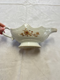 A Chinese armorial plate, a serving dish and a sauce boat with the arms of de Heere for the Dutch market, Qianlong, ca. 1735-1765