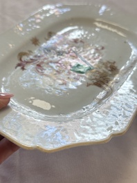 A Chinese armorial plate, a serving dish and a sauce boat with the arms of de Heere for the Dutch market, Qianlong, ca. 1735-1765
