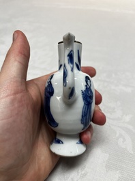 Five Chinese blue and white wares, three silver-mounted, Kangxi
