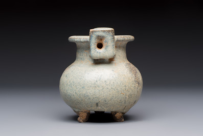 A Chinese junyao tripod censer with handles, Jin/Yuan