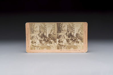 17 stereoview cards with views of China, depicting street scenes, architecture and daily life, 19/20th C.