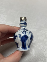 Five Chinese blue and white wares, three silver-mounted, Kangxi