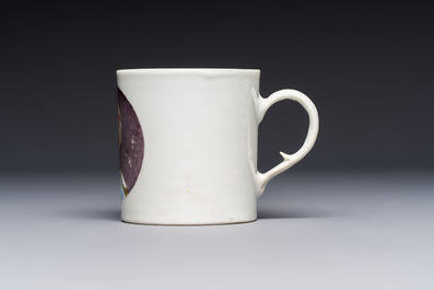 A rare Chinese 'Portrait' cup and saucer, Hervou&euml;t collection, 18/19th C.