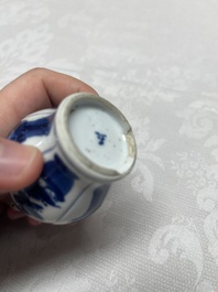 Five Chinese blue and white wares, three silver-mounted, Kangxi