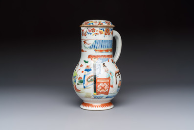A Chinese export famille rose 'Xi Xiang Ji' jug and cover, Yongzheng/Qianlong