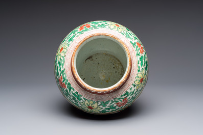 A Chinese wucai 'Landscapes and Flowers' vase, Transitional period