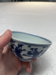 A Chinese blue and white 'Ba Xian Zhu Shou 八仙祝壽' bowl, Wanli mark and of the period