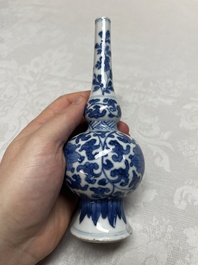 Five Chinese blue and white wares, three silver-mounted, Kangxi