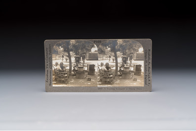 17 stereoview cards with views of China, depicting street scenes, architecture and daily life, 19/20th C.