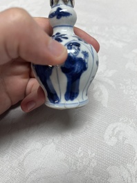 Five Chinese blue and white wares, three silver-mounted, Kangxi