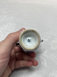 Five Chinese blue and white wares, three silver-mounted, Kangxi