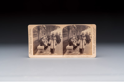 17 stereoview cards with views of China, depicting street scenes, architecture and daily life, 19/20th C.