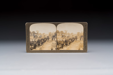 17 stereoview cards with views of China, depicting street scenes, architecture and daily life, 19/20th C.