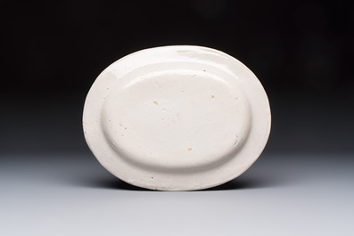 An oval polychrome Italian maiolica dish, Deruta, 17th C.