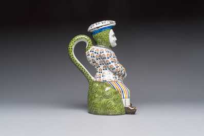 A polychrome French faience 'Jacquot' table fountain, Desvres, ca. 1900